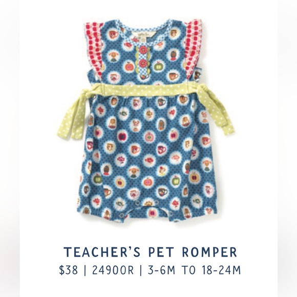 Matilda Jane The Adventure Begins Teacher’s Pet Romper September 2017 size 6-12 - Picture 2 of 10